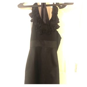 Black, satin, semi-formal halter dress